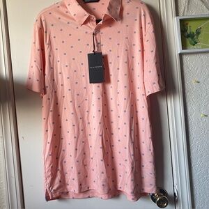 NEW 7 Diamonds Golf Performance Polo L Large Men’s Salmon Pink Peach NWT